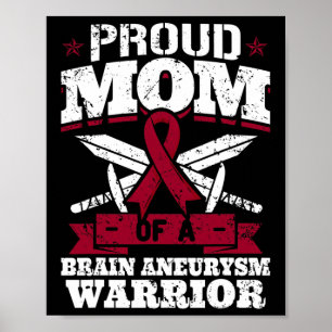 Proud Mum Of A Brain Aneurysm Warrior Awareness Ri Poster