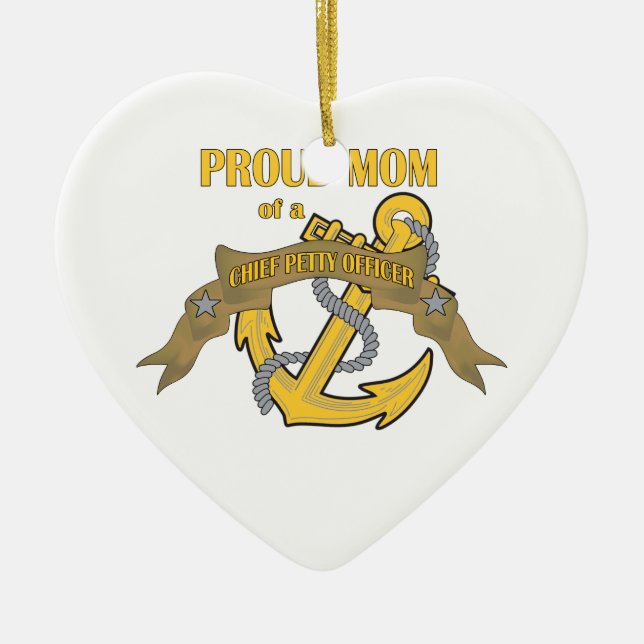 Proud Mum of a Chief Petty Officer Ceramic Tree Decoration (Front)