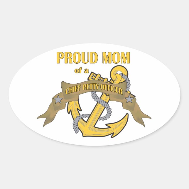 Proud Mum of a Chief Petty Officer Oval Sticker (Front)