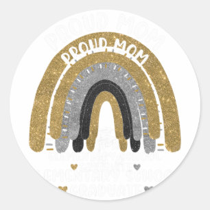 Proud Mum Of A Elementary School Graduate Rainbow Classic Round Sticker