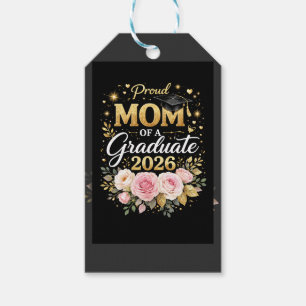 Proud Mum of a Graduate 2026 – Elegant Gold & Flor Gift Tags