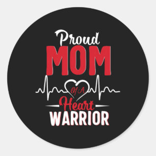 Proud Mum Of A He Warrior Chd Awareness Classic Round Sticker