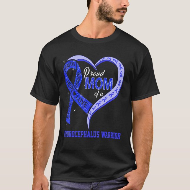 Proud Mum Of A Hydrocephalus Warrior Ribbon Heart T-Shirt (Front)