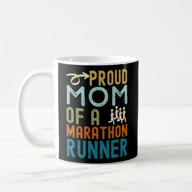 Proud Mum Of A Marathon Runner Distressed Coffee Mug (Left)