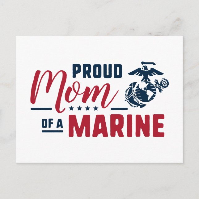 Proud Mum of a Marine - Colour Holiday Postcard (Front)