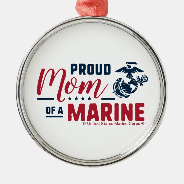 Proud Mum of a Marine - Colour Metal Tree Decoration (Front)
