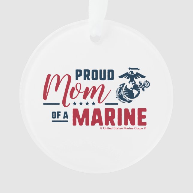 Proud Mum of a Marine - Colour Ornament (Front)