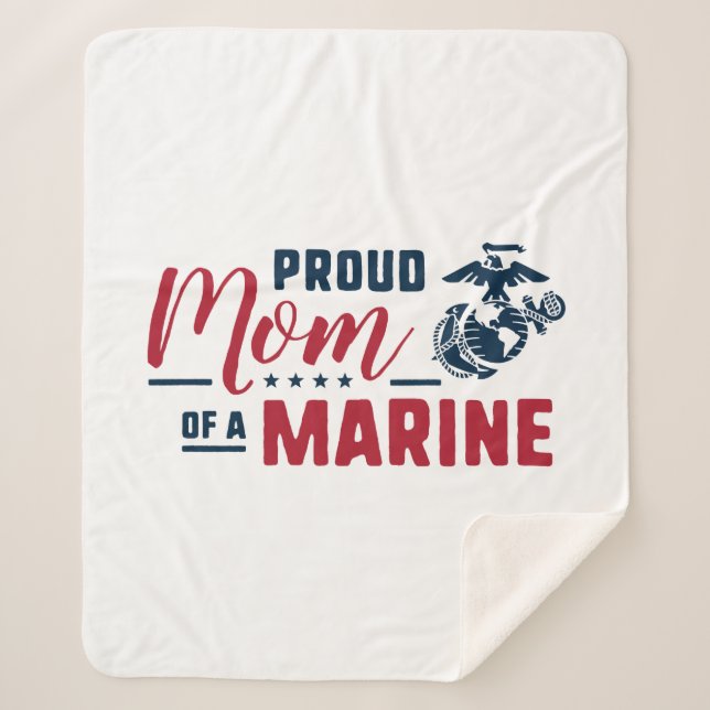 Proud Mum of a Marine - Colour Sherpa Blanket (Front)