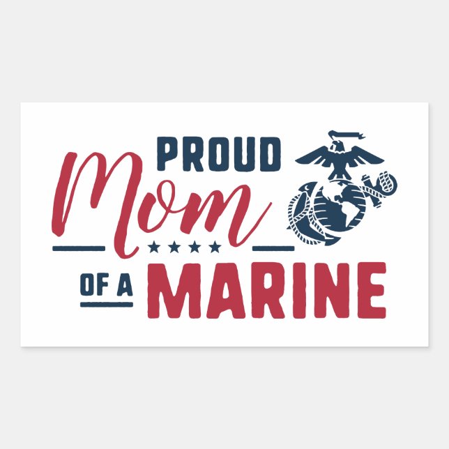 Proud Mum of a Marine Rectangular Sticker (Front)
