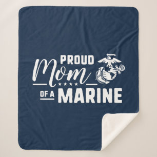 Proud Mum of a Marine - White Sherpa Blanket