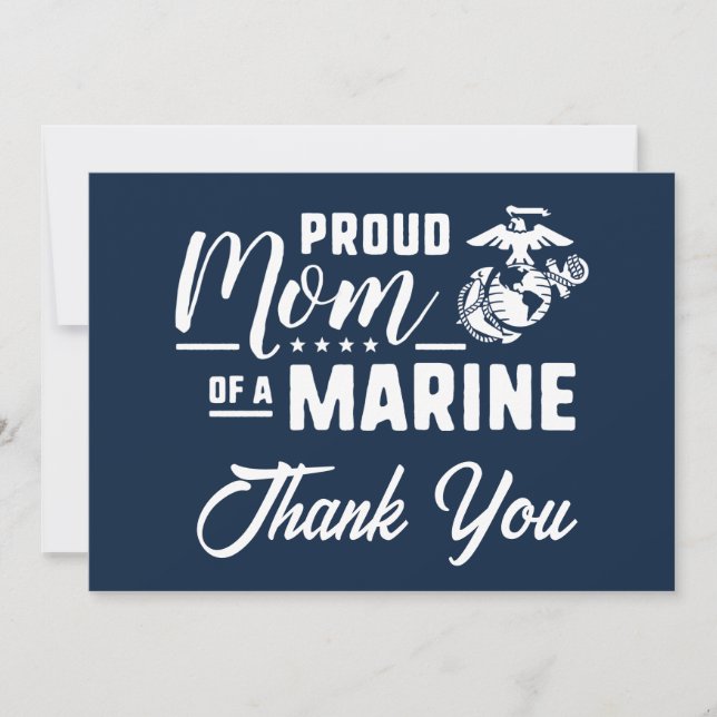 Proud Mum of a Marine - White Thank You Card (Front)