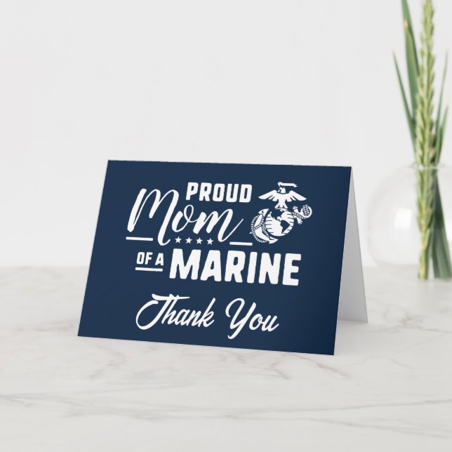 Proud Mum of a Marine - White Thank You Card (Front)