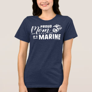 Proud Mum of a Marine - White Tri-Blend Shirt