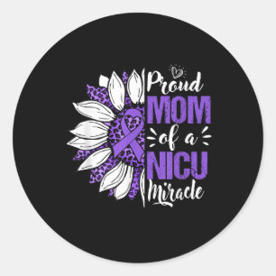 Proud Mum Of A Nicu Miracle Sunflower Prematurity Classic Round Sticker