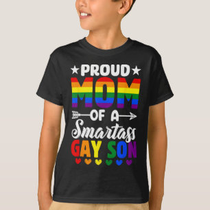 Proud Mum Of A Smart Gay Son Lgbtq Pride Flag Moth T-Shirt