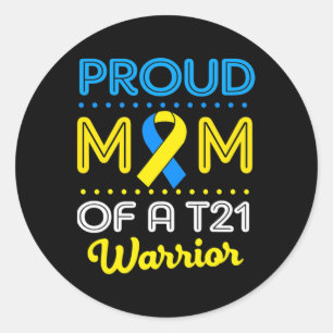 Proud Mum Of A T21 World Down Syndrome Awareness D Classic Round Sticker