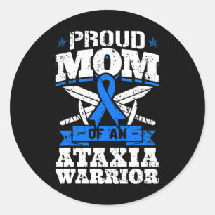 Proud Mum Of An Ataxia Warrior Awareness Ribbon Dy Classic Round Sticker
