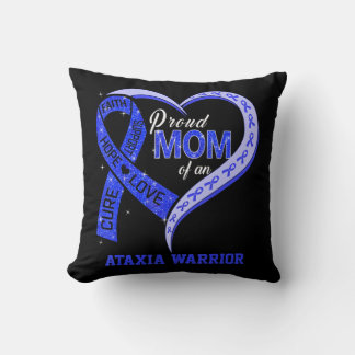 Proud Mum Of An Ataxia Warrior Blue Ribbon Matchin Cushion