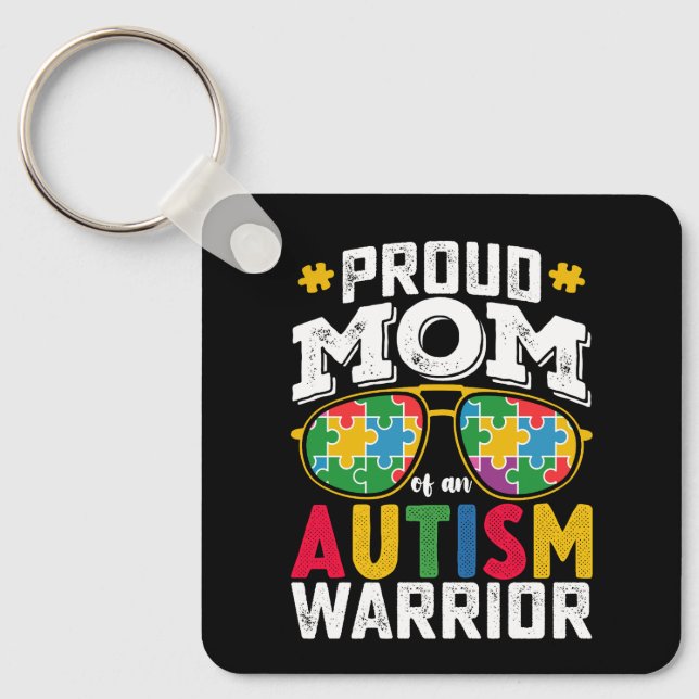 Proud Mum Of An Autism Warrior Family Key Ring (Front)