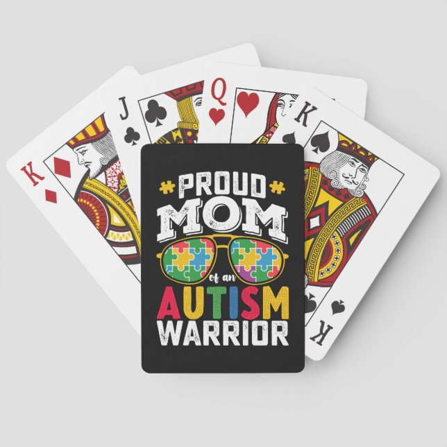 Proud Mum Of An Autism Warrior Family Playing Cards (Back)