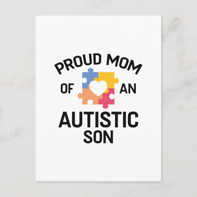 Proud Mum Of An Autistic Son Postcard (Front)