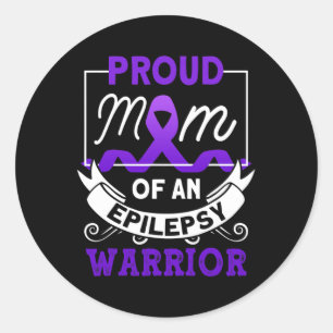 Proud Mum Of An Epilepsy Warrior Epilepsy Awarenes Classic Round Sticker