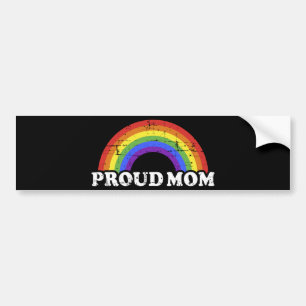 Proud mum of gay or lesbian son daughter rainbow bumper sticker