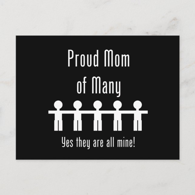 Proud Mum of Many -  5 kids Postcard (Front)