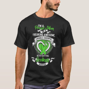 Proud Mum Of Scoliosis Warrior Green Ribbon T-Shirt