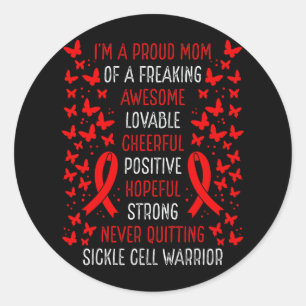 Proud Mum Of Sickle Cell Warrior Awareness Ribbon Classic Round Sticker
