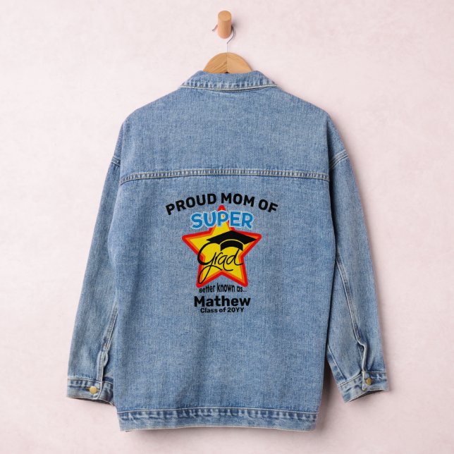 Proud Mum of Super Grad-Editable Text  Denim Jacket (Hangar)