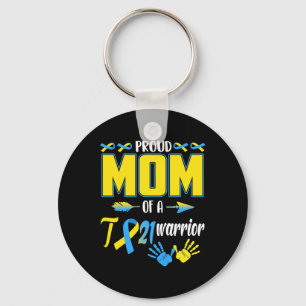 Proud Mum Of T21 Warrior Down Syndrome Awareness F Key Ring