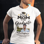 Proud Mum of the graduate photo name T-Shirt<br><div class="desc">Celebrate your son's or daughter's graduation with this modern t-shirt featuring a "Proud MOM of the Graduate" caption in black contemporary fonts decorated with a grad cap with a golden tassel. Easily customise this t-shirt with a picture of the graduate, the graduation year, and the school's name by editing the...</div>
