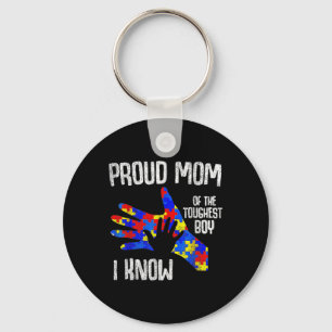 Proud Mum Of The Toughest Boy I Know Autism Awaren Key Ring