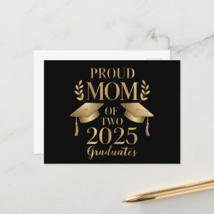 Proud Mum of Two 2025 Graduates Graduate Twins Announcement Postcard