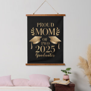 Proud Mum of Two 2025 Graduates Graduate Twins Hanging Tapestry
