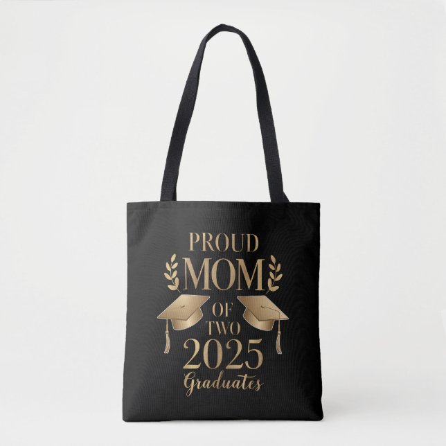 Proud Mum of Two 2025 Graduates Graduate Twins Tote Bag (Front)