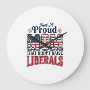 Proud Mum Patriotic Vintage Political Shirt Design Large Clock