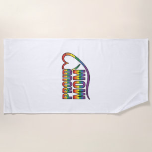 Proud Mum Rainbow Heart Vintage Engraving Design_1 Beach Towel
