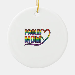 Proud Mum Rainbow Heart Vintage Engraving Design_1 Ceramic Tree Decoration