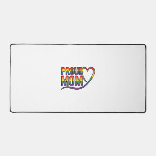 Proud Mum Rainbow Heart Vintage Engraving Design_1 Desk Mat