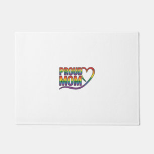 Proud Mum Rainbow Heart Vintage Engraving Design_1 Doormat