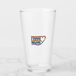 Proud Mum Rainbow Heart Vintage Engraving Design_1 Glass