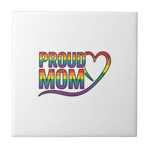 Proud Mum Rainbow Heart Vintage Engraving Design_1 Tile