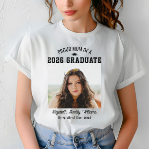 Proud Mum Senior Custom Year Graduate Photo Parent T-Shirt