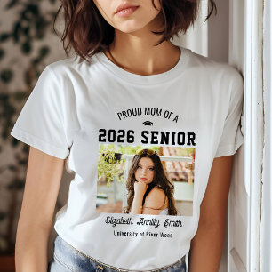Proud Mum Senior Custom Year Graduate Photo Parent T-Shirt