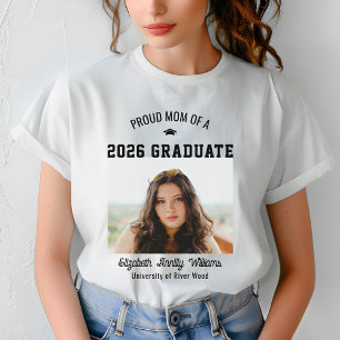Proud Mum Senior Custom Year Graduate Photo Parent T-Shirt