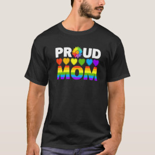 Proud Mum Sunflower Family Rainbow Heart Lgbt Gay  T-Shirt