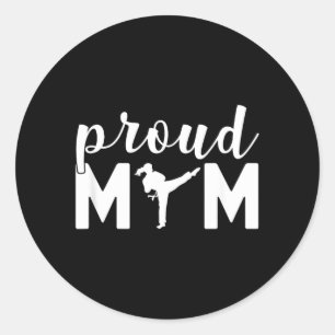 Proud Mum Taekwondo Martial Arts Sparring Fighting Classic Round Sticker