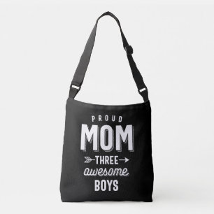 Proud Mum Three Awesome Boys Crossbody Bag